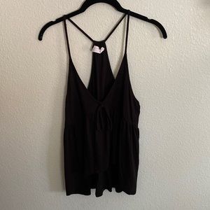 Black flowy tank with tie front